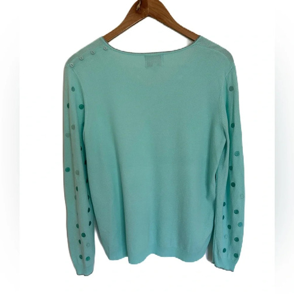 Leo & Ugo Paris Women's Green Polka Dot V-Neck Pullover Sweater Size 3 - Picture 4 of 12